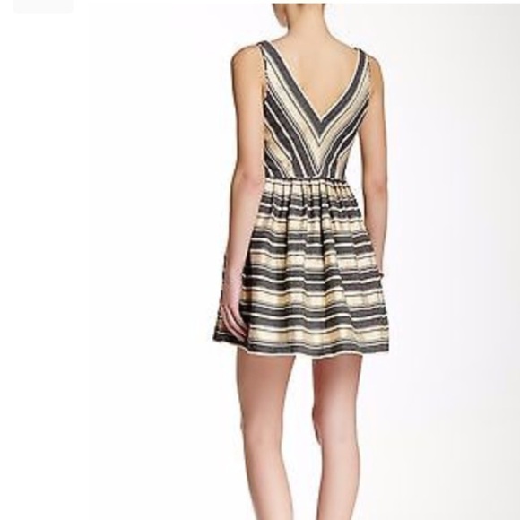 J.Crew Fit and Flare Metallic Stripe Dress holiday - Picture 2 of 8
